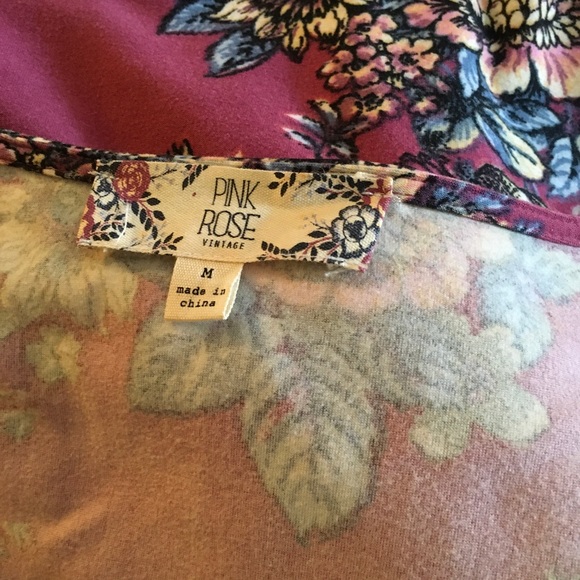 Pink Rose Vintage Floral Dress M Jr. FREE SHIP - Picture 2 of 5